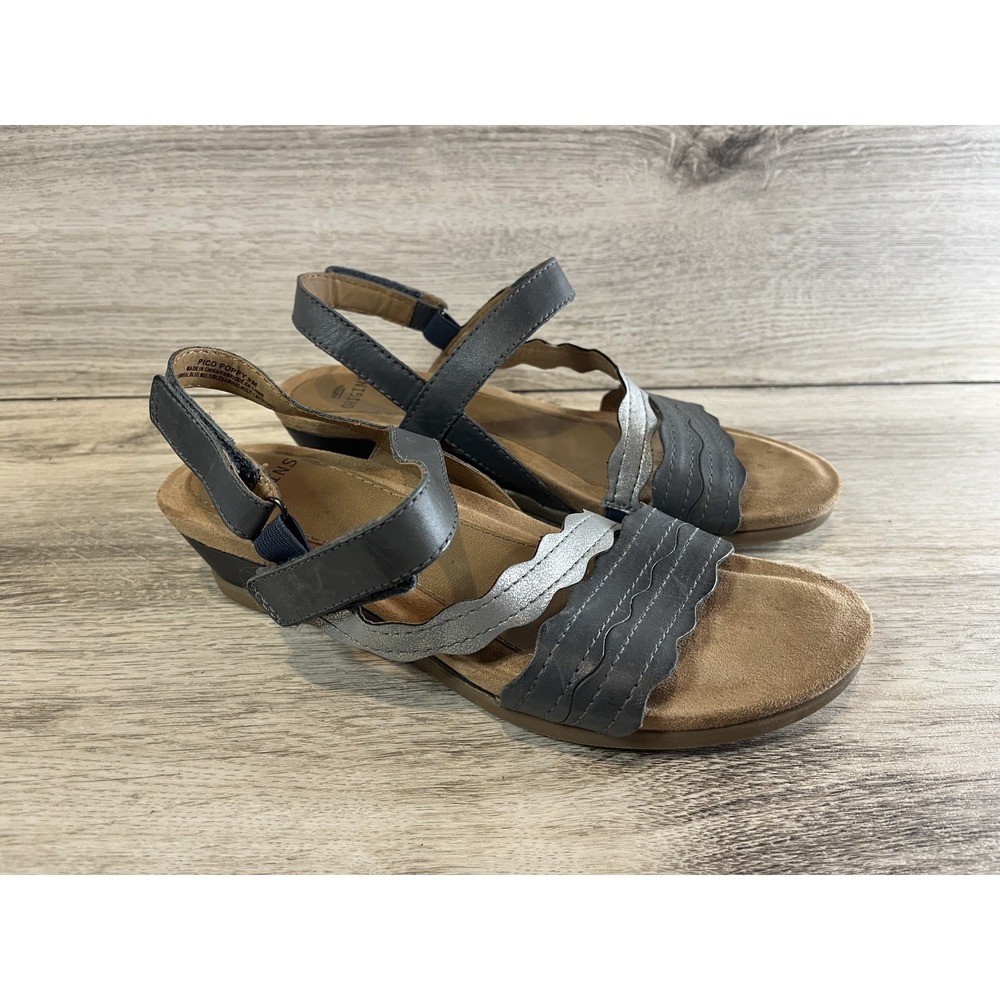 Earth Origins Pico Poppy Sandals 8 M Admiral Blue Multi Leather Metallic Strappy